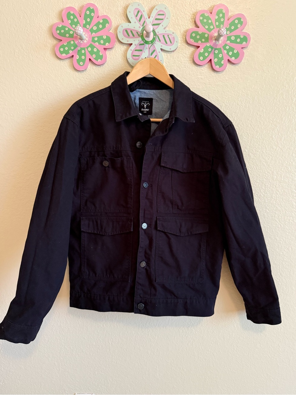 Altamont Black Military Field Jacket with Chest Pockets Size L